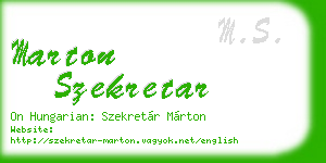 marton szekretar business card