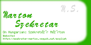 marton szekretar business card